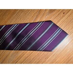 NEW Jos A Bank Silk Tie Purple Striped Herringbone Long